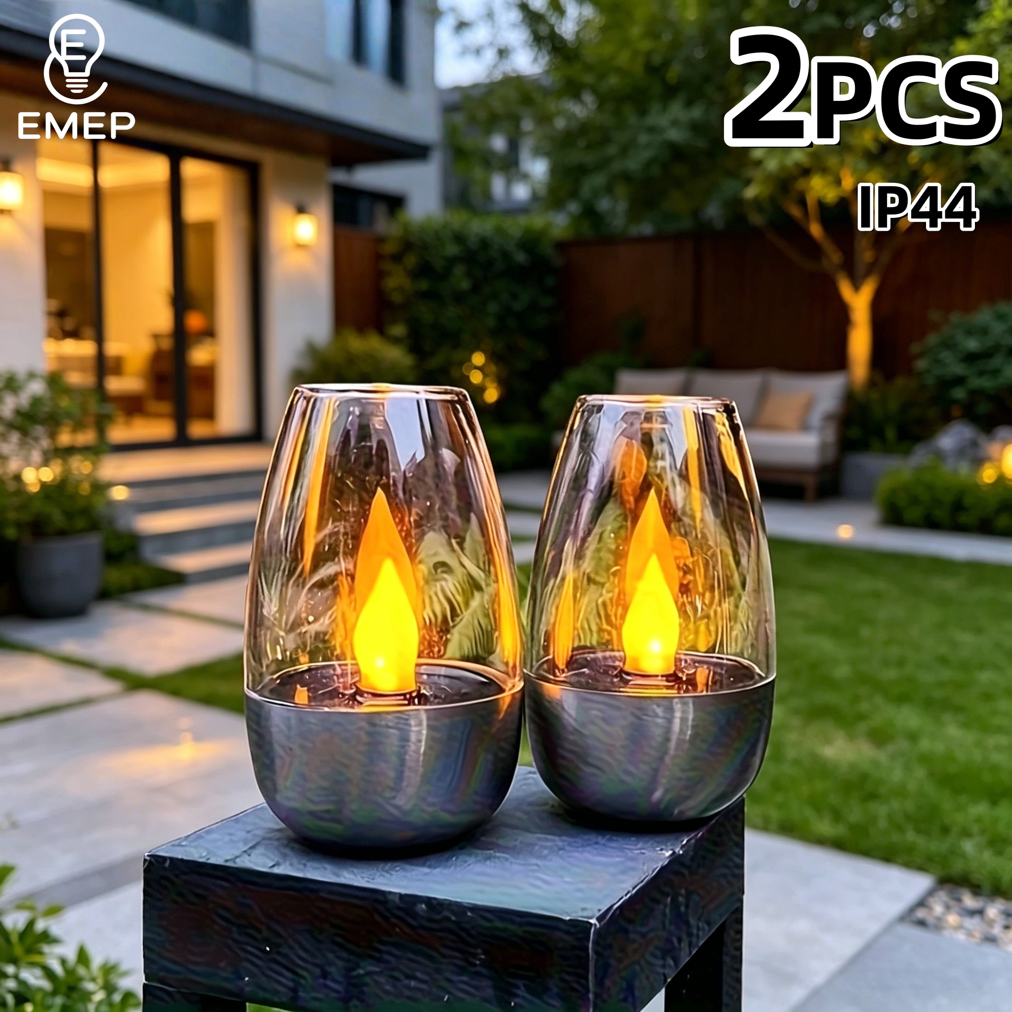 TEMU 2/4/6pcs Solar-powered Candle Lamps, Warm Light With Large Flame, Solar Charging, Decorative Decorations, Ornaments, Romantic Ambient Lighting,