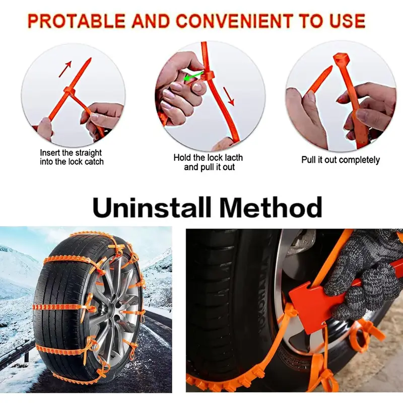 reusable anti snow chains emergency snow non slip zip tie tire chains anti skid snow chains car winter tires wheels chain portable snow tire cables chain for pickup trucks suv snow tires for car offroad traction 8