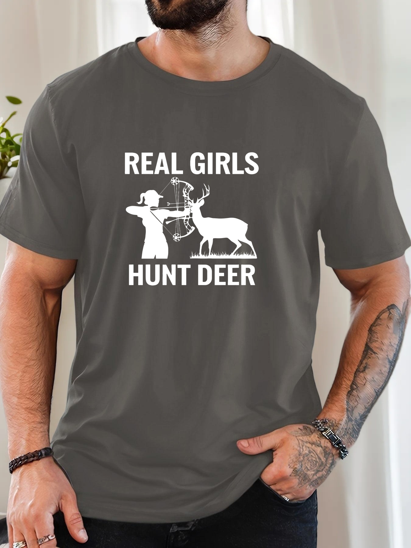 【JEEP】Camping Deer Half T-shirt T-shirt Red Deer DGT cotton Short Sleeve