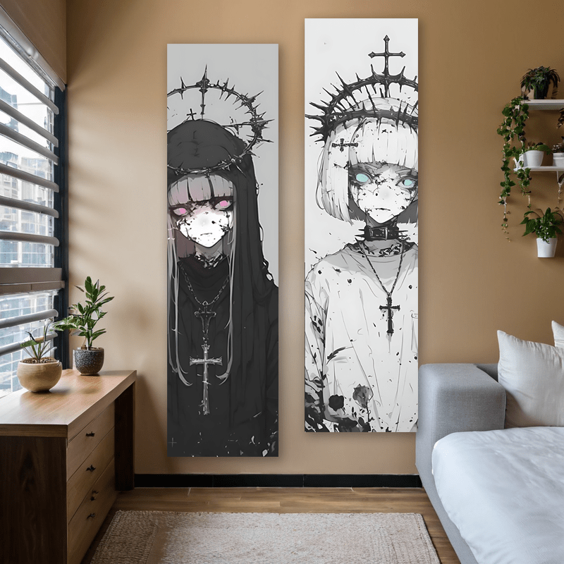 Gobelin ścienny gotycka dziewczyna anime turkusowe oczy art dekor_voghion.com