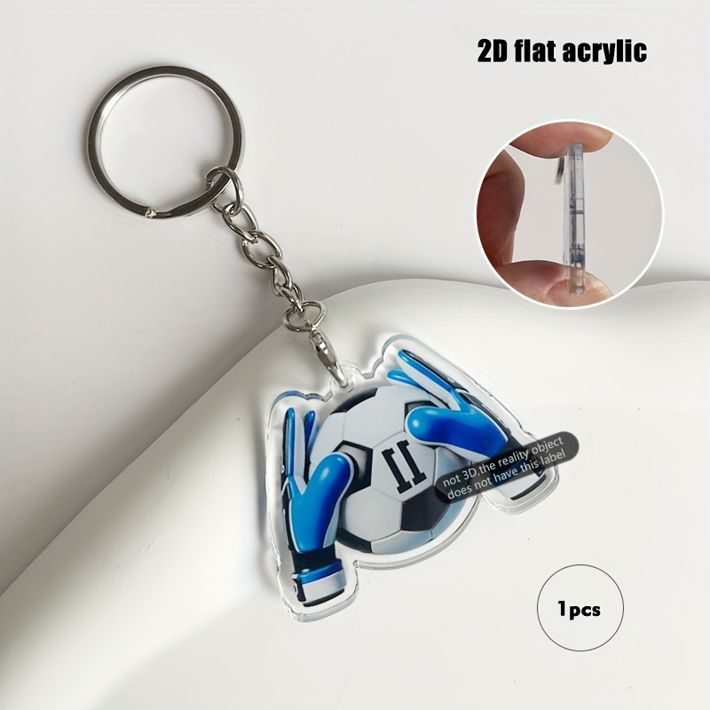 TEMU 2d Flat Soccer Goalkeeper Keychain - Flat Acrylic Ball And Ball Ornaments, A Gift For Soccer Fans, Backpack/car Phone Pendant Decoration -