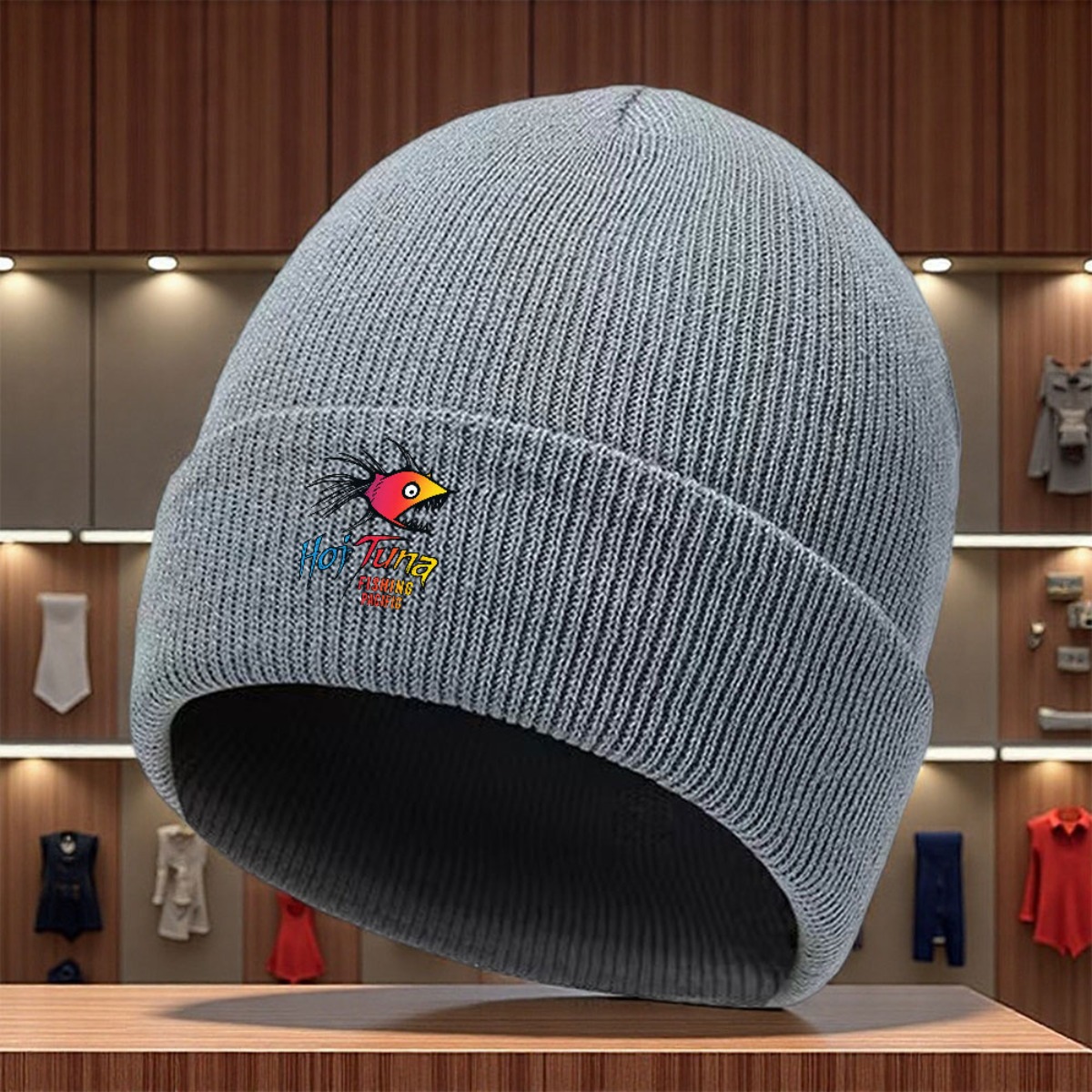 TEMU 1pc Fish Graphic Ted Beanie Hat - Retro Brimless Toque, Warm Acrylic Winter Suitable For &, Ski, Streetwear, Christmas & Halloween Gifts