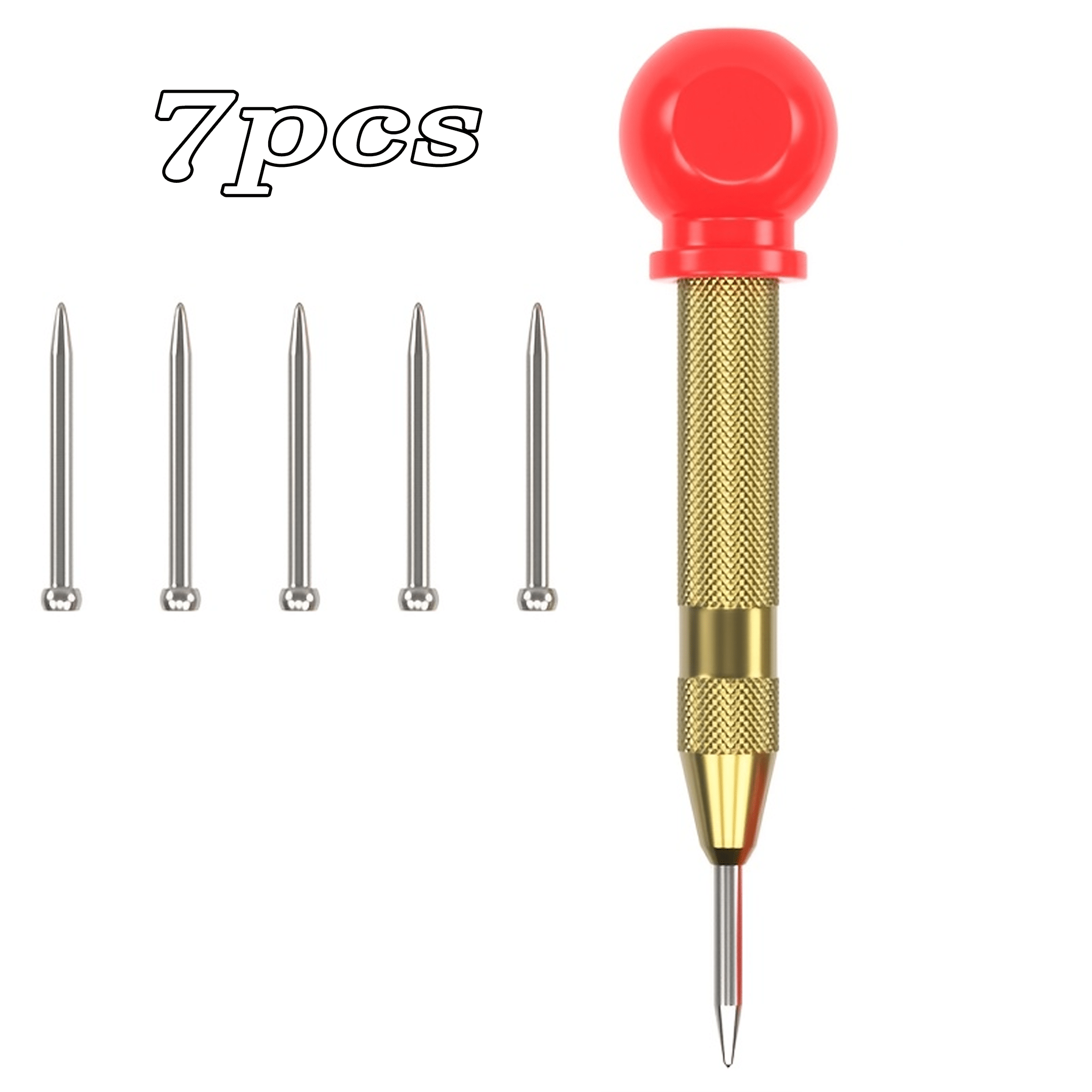 TEMU 7pcs Spring Center Punch Set, Suitable For Woodworking/metalworking And Plastic Drilling, Woodworking Tools And Additions, Punching Tools, Metal