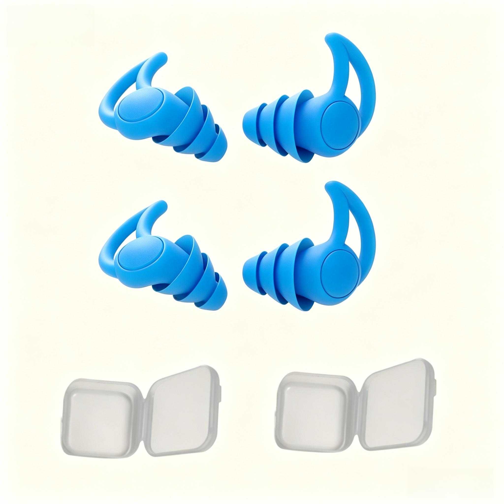 TEMU 6pcs Earplug Set, 4 Earplugs + 2 Portable And Exquisite Storage Cases, Reusable Earplugs, Multiple Colors Available, Suitable For Swimming,