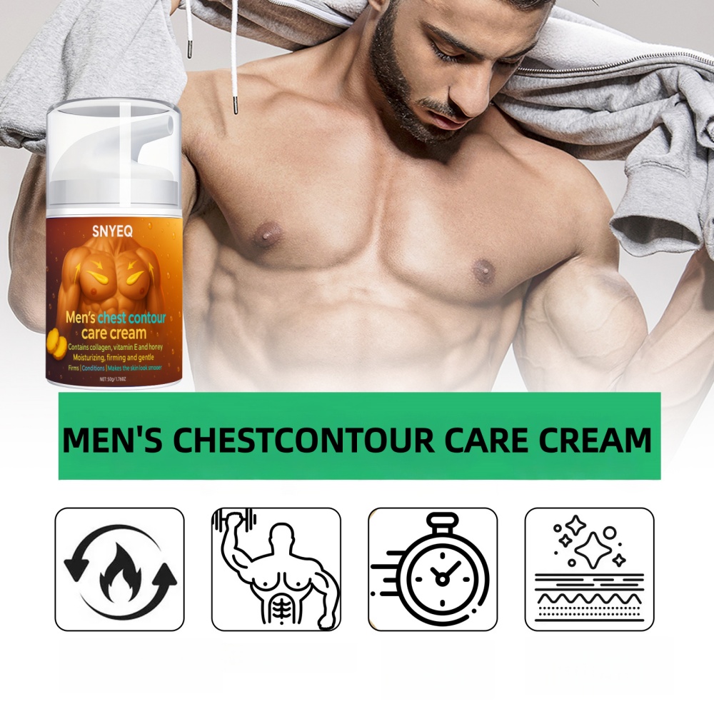 50g Men's Chest Contour Massage Cream with Vitamin E, Collagen & Honey - Natural Firming & Lifting Gel for Pectoral, Sensitive Beige, Toning, Quick-Absorbing Moisturizer, Male Breast Lift & (All Beige Types) - Image 7