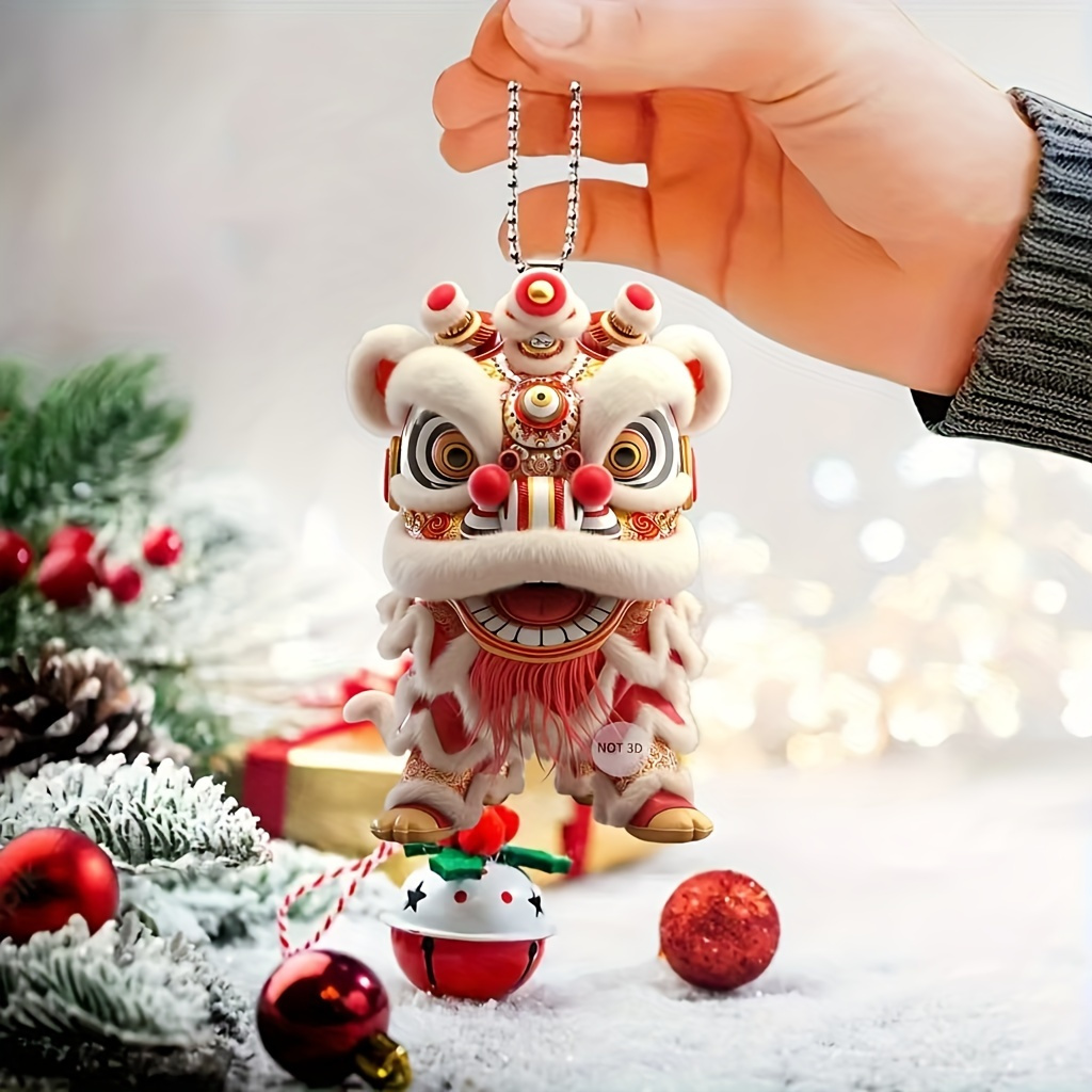 

1pc Chinese Lion 2d Acrylic Pendant, Symbolizing , , And , Multifunctional Hanging Accessory Suitable For Car And Home Decoration, Unique Holiday Gift, Christmas, Valentine's Day, New Year's Gift