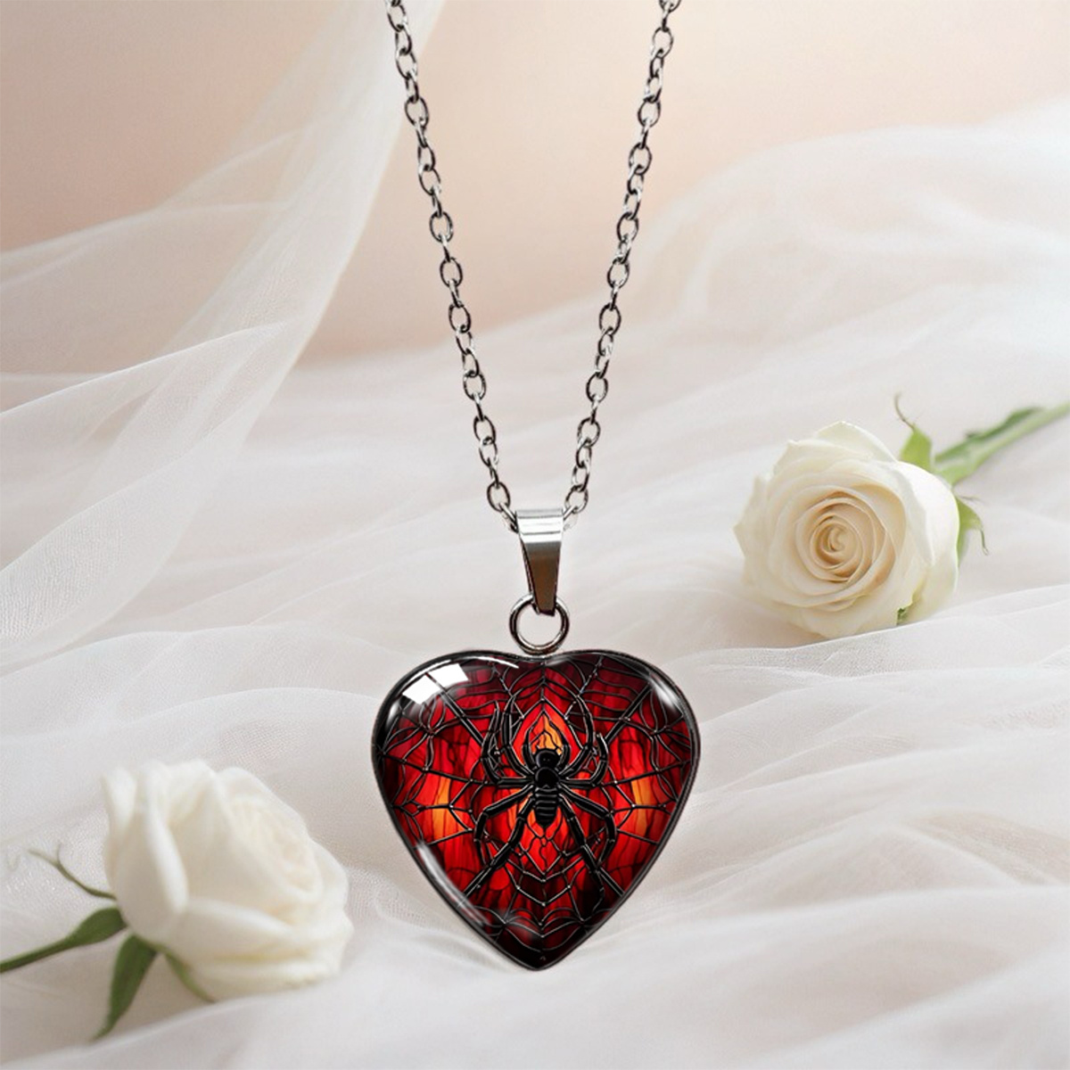 TEMU Collar de cristal de con negra y sobre base , cadena de Halloween para la clavícula