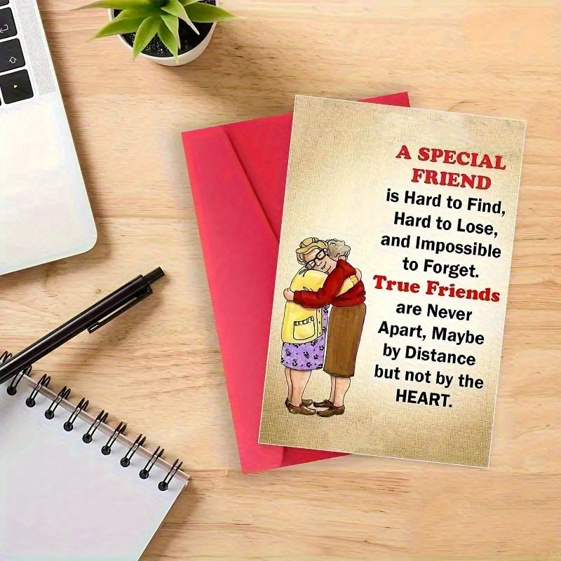 TEMU Pre Order 4pcs (2 Greeting Cards+2 Envelopes) Is A Meaningful Friendship Card With An Envelope, Suitable For , , , Gratitude, Emotions, And