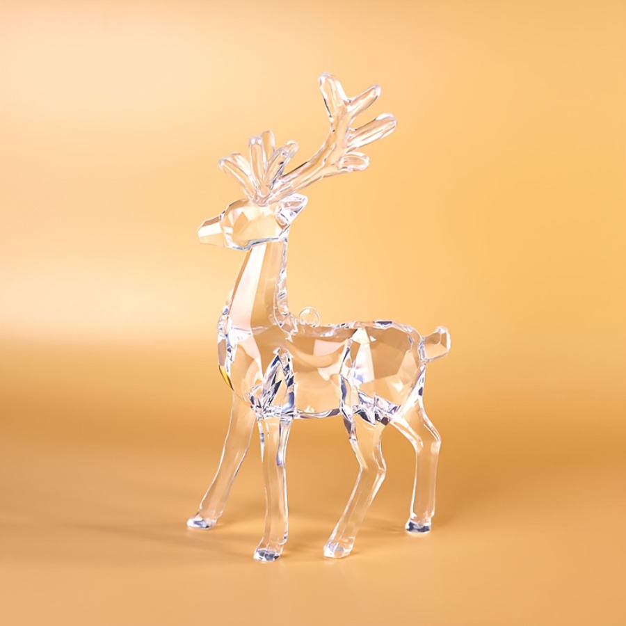 TEMU 1/2pcs Set Transparent Resin Elk Statue - Modern Elegant Minimalist Hanging Ornament, Deer Figurine, Suitable For Indoor/outdoor Christmas