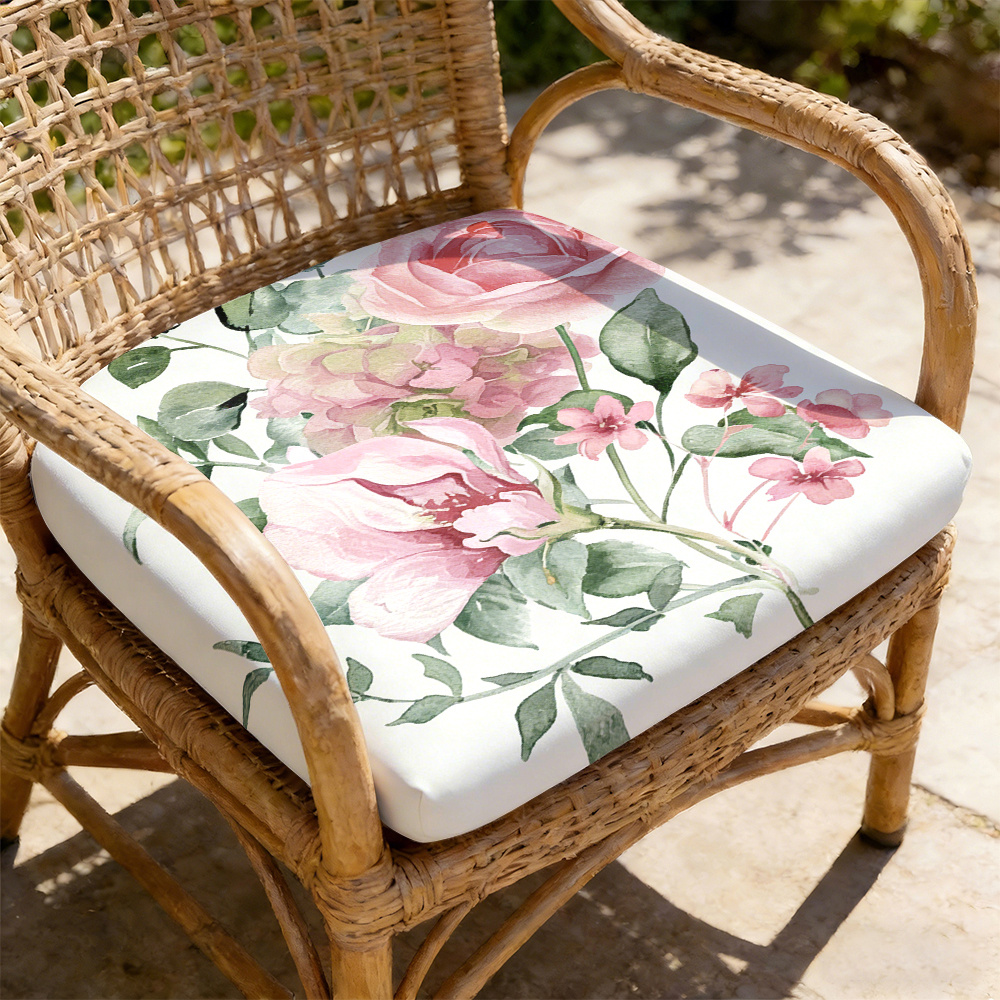 TEMU 1pc Watercolor Flower Bed Pattern Leisure Seat Cushions, Indoor And Outdoor Seat Cushions, Back Cushions, Size 19.7 X 17.7 X 1.57 Inches,