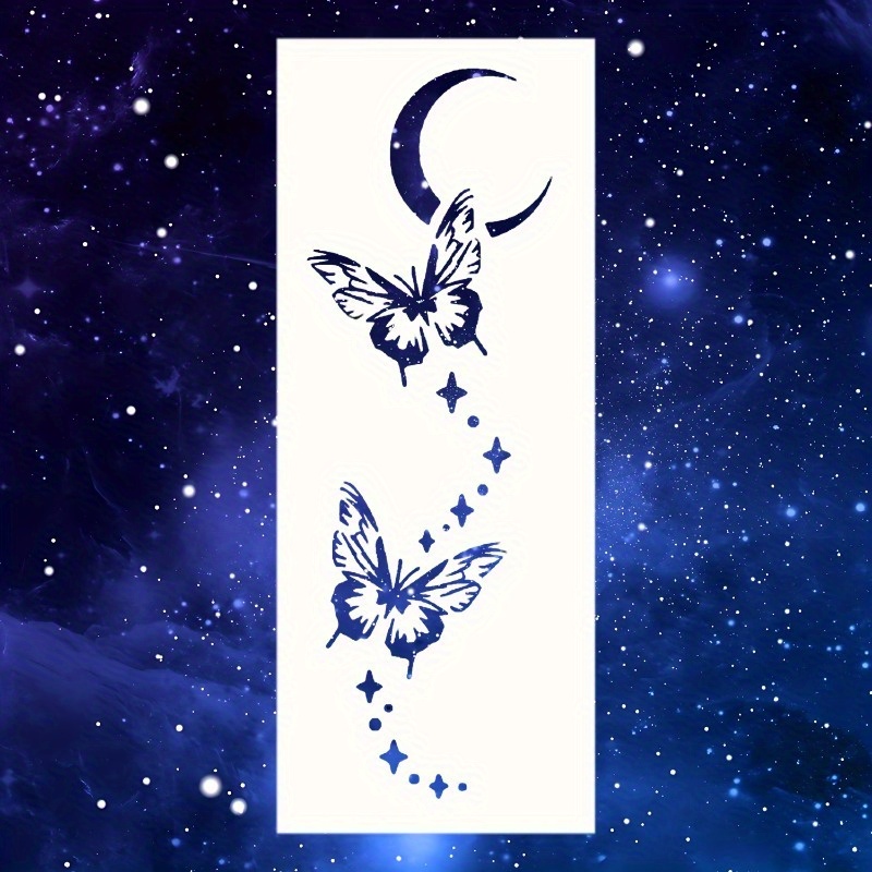 1pc Reusable Star Moon Theme Painting Stencil - 10 X 5 Inches - , Star And Moon Design, For Painting, Drawing, Crafts, Murals, Furniture, Wood And Canvas Decor
