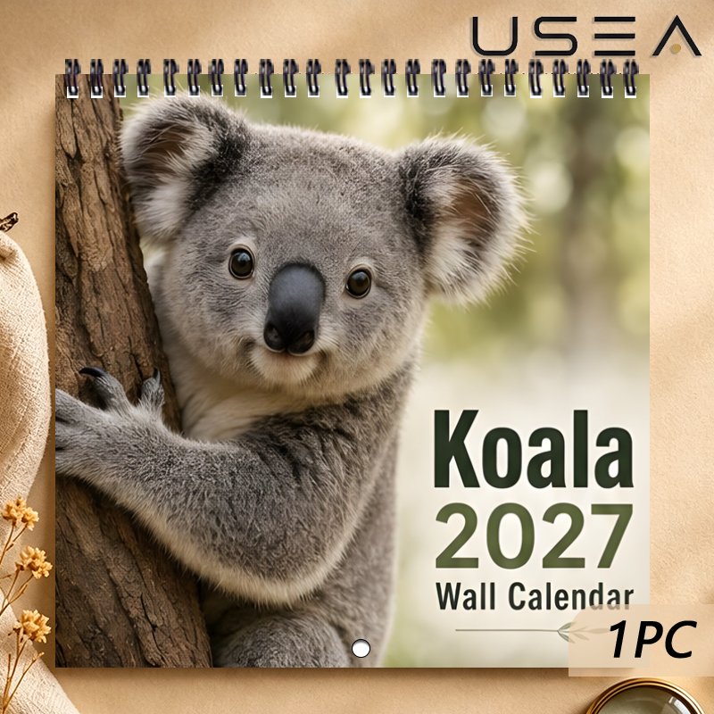 TEMU Calendrier mural Koala 2027, organisateur annuel et planificateur mensuel sur le thème de australienne avec des , reliure spirale à double fil,