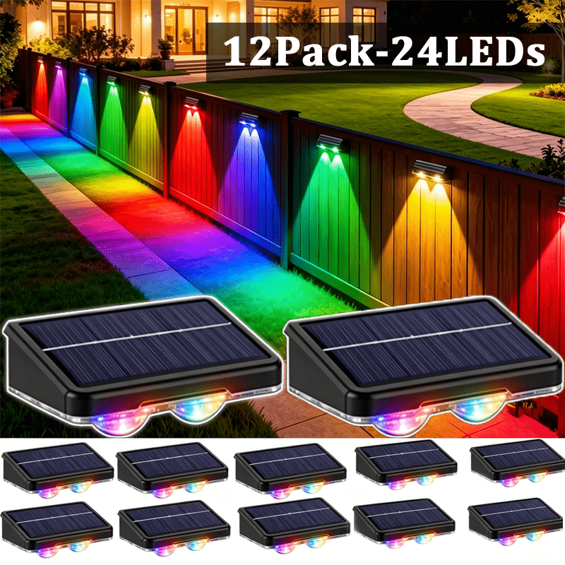TEMU 12 Solar Fence Lights, Protection Rating, 9 For Outdoor Wall Decoration, Perfect For Wall Decoration, Railings, Steps, Courtyards, , And Decks
