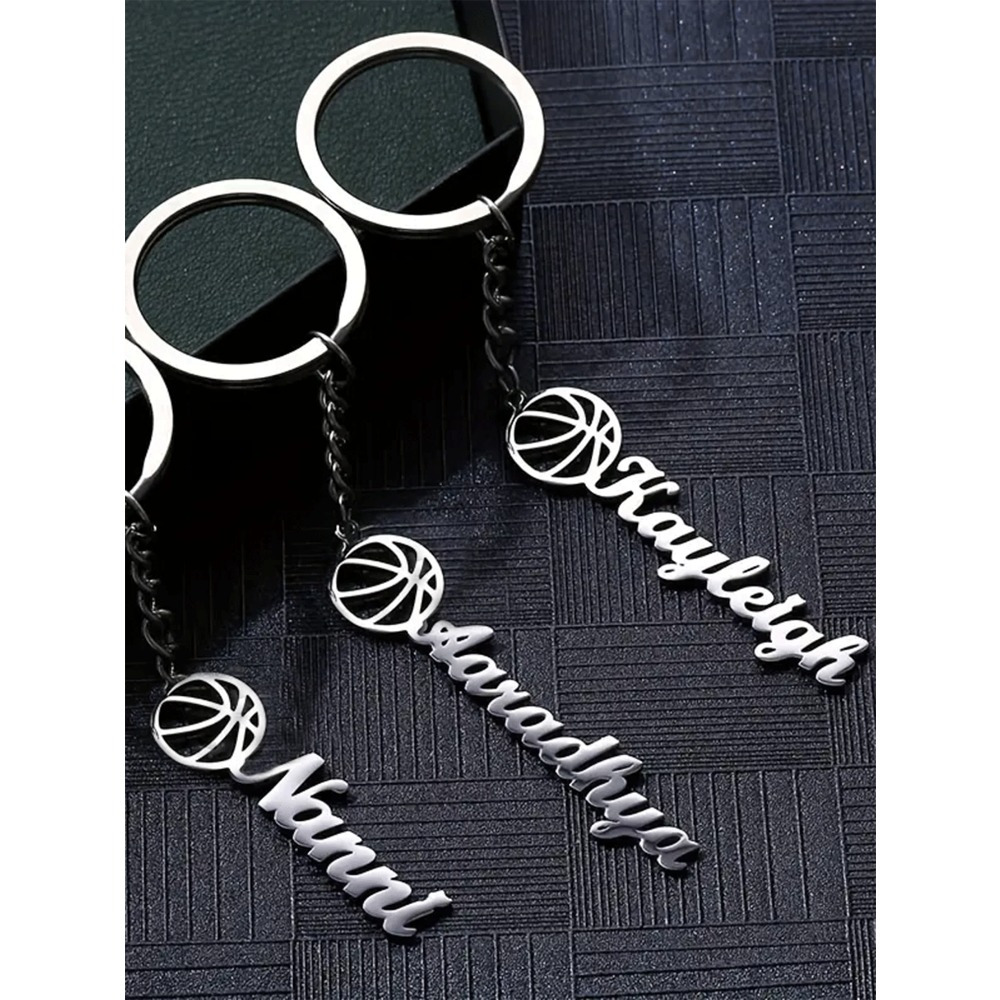 

Personalized Stainless Steel Basketball Keychain, Custom Name Key Ring, Silvery Key Holder, , Unique Christmas Gift For Boyfriend, Birthday Present, Car Key Pendant Accessory