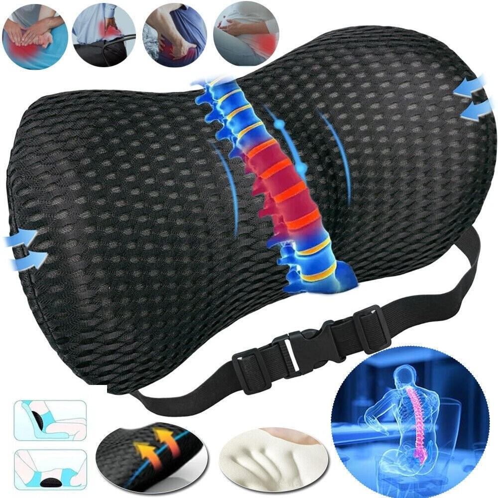 Lumbar Pillow Ergonomic Back Support Cushion With Adjustable Strap For Office Chair Car Seat Bed Lower Back
