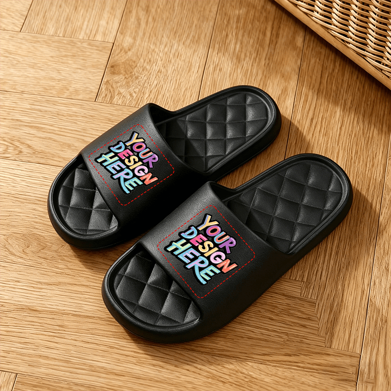 TEMU Customizable Flip-flops - Personalized Name Photo Sandals, Eva Sole Beach Slides For Men And Women, Perfect For Spring/summer Vacations, Pool