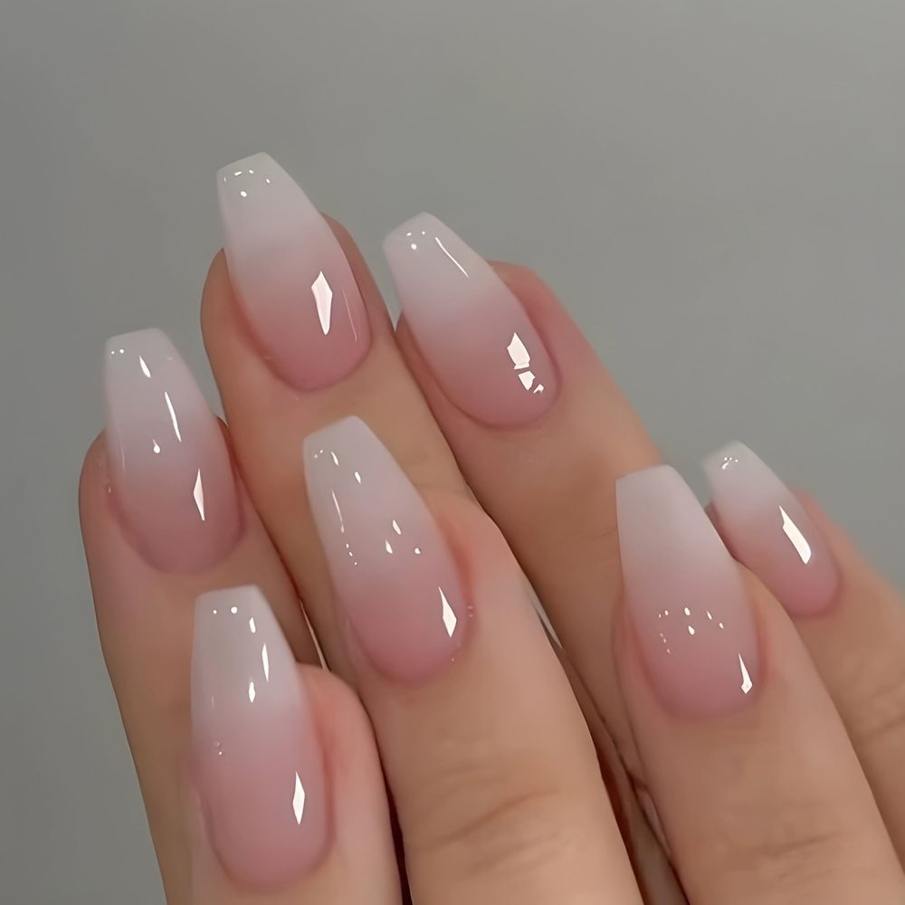 TEMU 72pcs On Nails Full Set With Tip Nail - Medium Almond Short Length, Nude Color & Heart ( Or Glossy) - Easy Application Kit With Jelly Glue & File For Women, - Fake