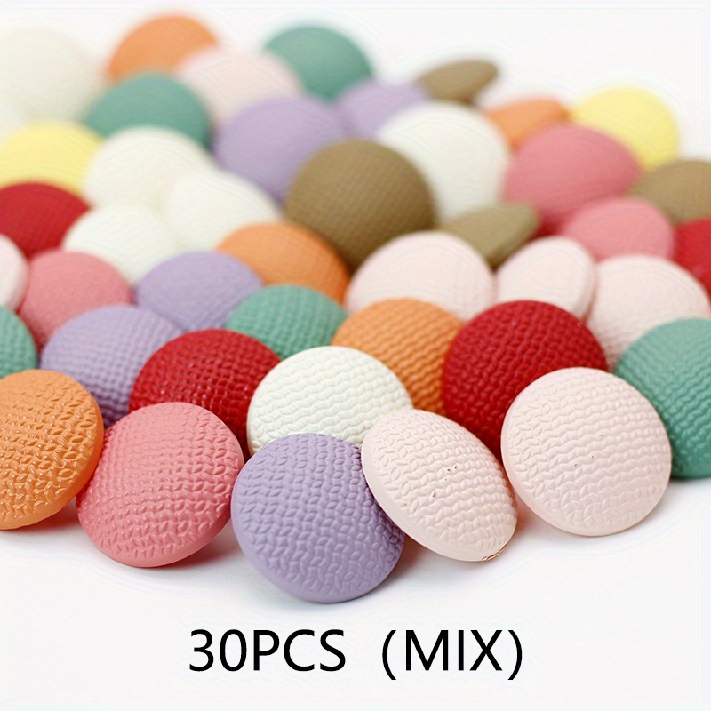 TEMU 30pcs 17mm/0.67in Assorted Color Cartoon Round Plaid Small Buttons, Diy Sticker Craft Materials, Suitable For Cardigans, Coats, Clothes, Shirts,