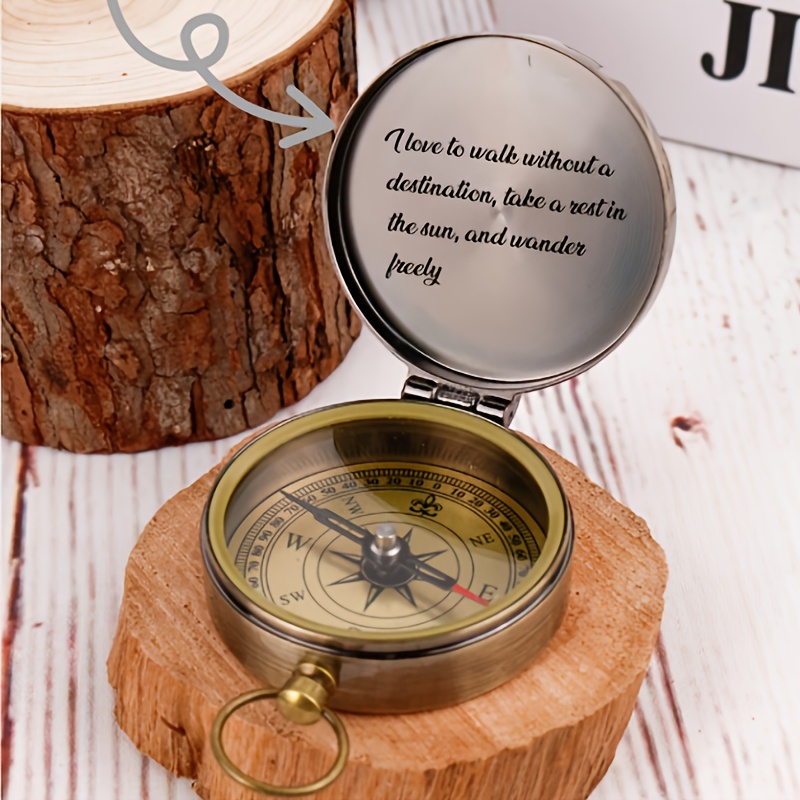 TEMU Personalized Compass Engraved With Name/text - Ic Navigation, Gift For Him/boyfriend Or Husband - Durable Outdoor And Long-distance Keepsake For