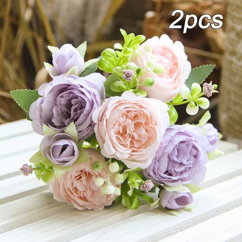 18 flowers 2pcs set of simulated peony flowers high end realistic artificial peony bouquets three dimensional shape and non withered bridal bouquet wedding and engagement arrangement living room home decoration