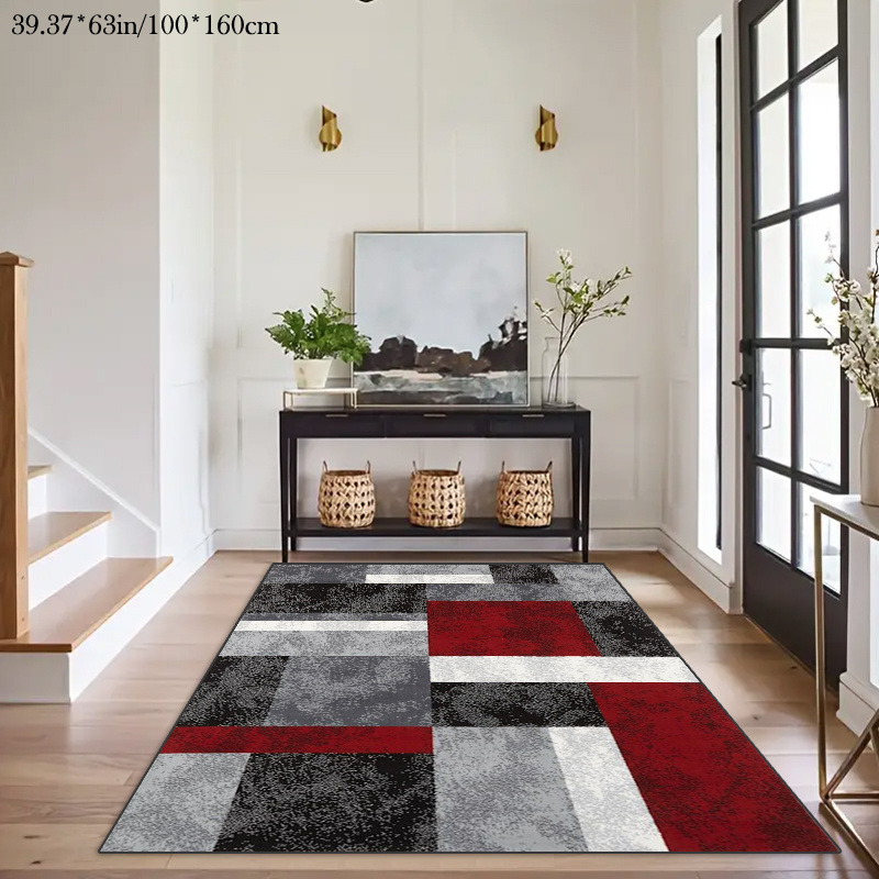 TEMU 1pc Lightweight Luxury Geometric Pattern Rug, Christmas Decoration, Area Carpet For Living Room, Suitable For Living Room, Bedroom, Balcony,