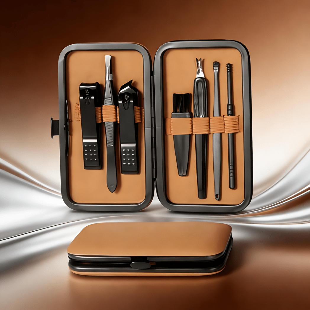 7pcs Black-Brown Stainless Steel Manicure Set