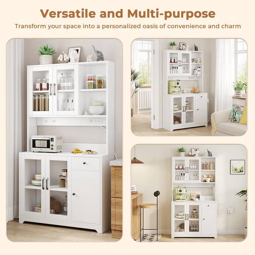 183 5cm tall kitchen pantry cupboard freestanding storage cabinet with drawer doors shelves for kitchen dining room living room
