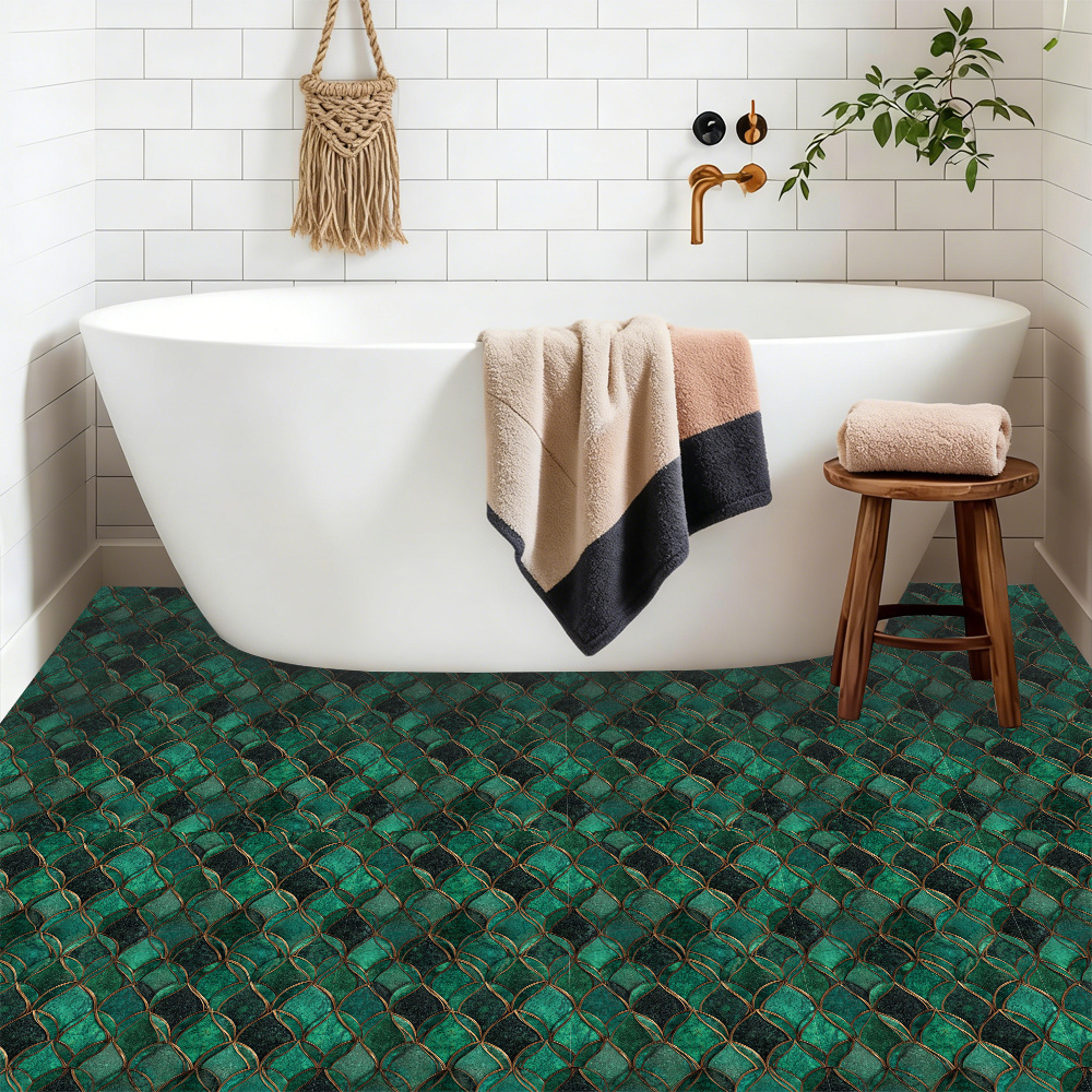 TEMU 10pcs Set, 2d 11.81x 11.81inch Vintage Green Agate Mosaic Tile Stickers, Suitable For Kitchen, Bathroom, Living Room, Bedroom, Dormitory,