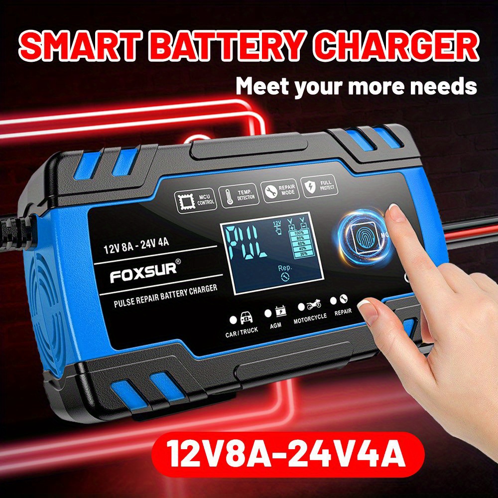 

Fully Automatic Car Battery Charger 12/24v 8a Repair Wet And Dry Lead Acid Lcd For Cars And Motorcycles