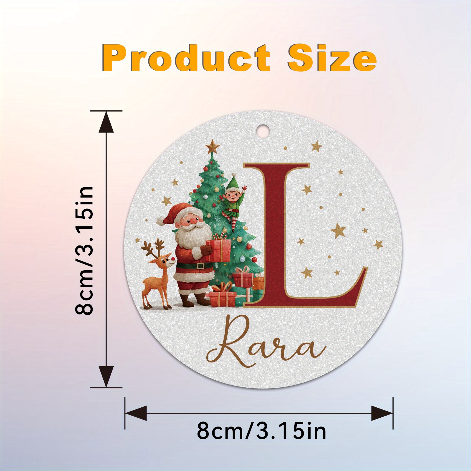 TEMU 2d Flat - 1pc Personalized Christmas Silvery Glittering A-z Letter Decorative Hanging Ornament Home Indoor Christmas Tree Decor Classic Round 2d