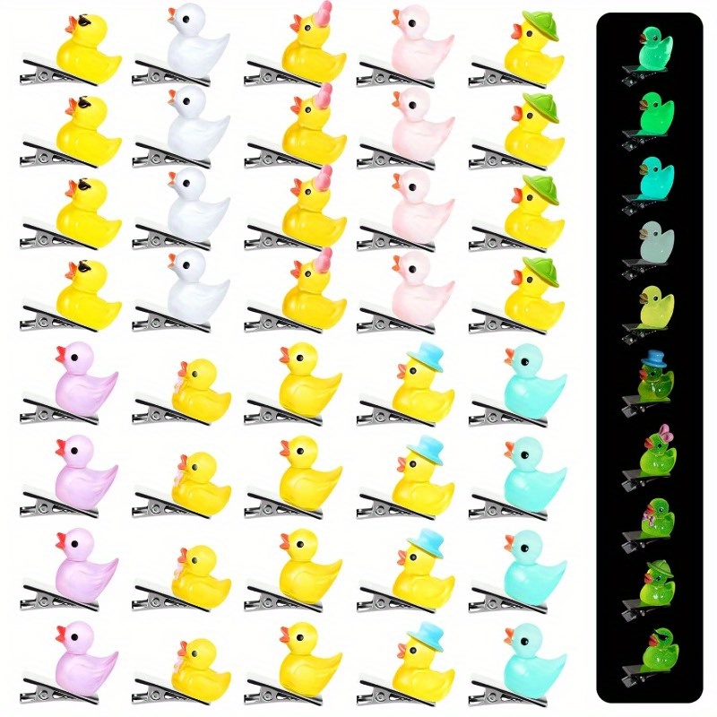 40pcs mini resin duck hair clips 10 styles cute duck hairpins with   poses vibrant colors     white black lightweight durable resin alloy non slip barrette clips for parties music festivals cosplay casual attire unisex hair accessories for women men Product details 0