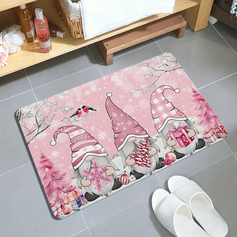 

[hot Sale]1pcs Christmas Joy Pink Cartoon Dwarf Carpet-soft, Non-slip, Machine Washable, Suitable For Living Room, Bedroom, Kitchen And Bathroom Decoration, Christmas Decoration