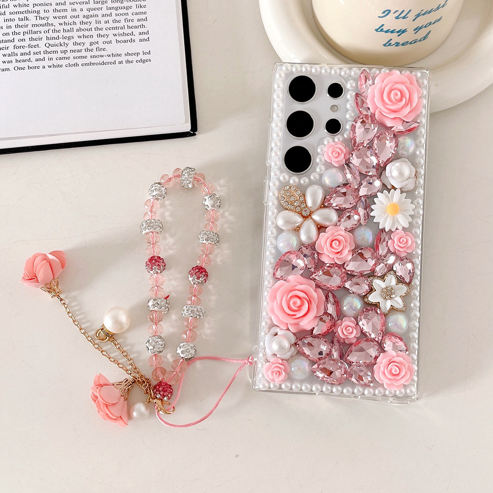 TEMU de teléfono: plegable prémium con y cordón floral, compatible con for S23/S23 Ultra/S23 PLUS/S24/S24 Ultra/S24 PLUS/S25/S25 Ultra/S25