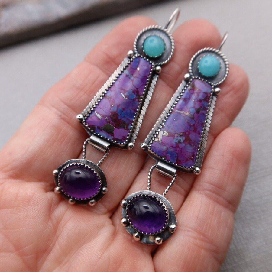 TEMU 2pcs Bohemian Earrings Fashion Elegant Earrings Geometric Shape Designs - For Men And Women Earrings Day Graduation Season Christmas Gifts All