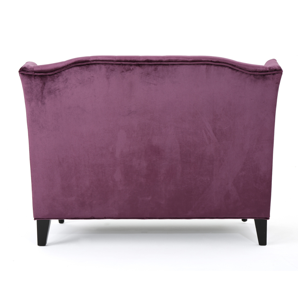 50-Inch Two-Seater Sofa, Comfortable Velvet Fabric, Mid-Century Modern Style, Minimalist Design, Extended Backrest, Compact Two-Seater Suitable for Bedrooms, Apartments And Home Offices
