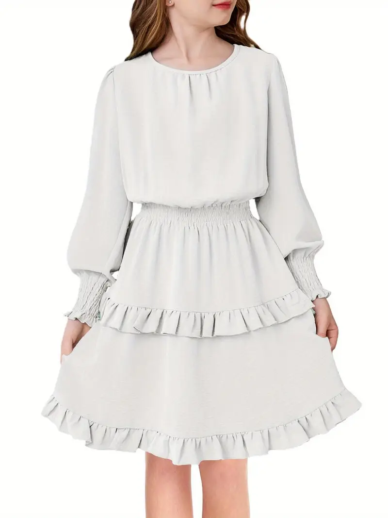 girls long sleeve dress boho tiered ruffle hem elegant - Temu girls long sleeve dress boho tiered ruffle hem elegant - Temu