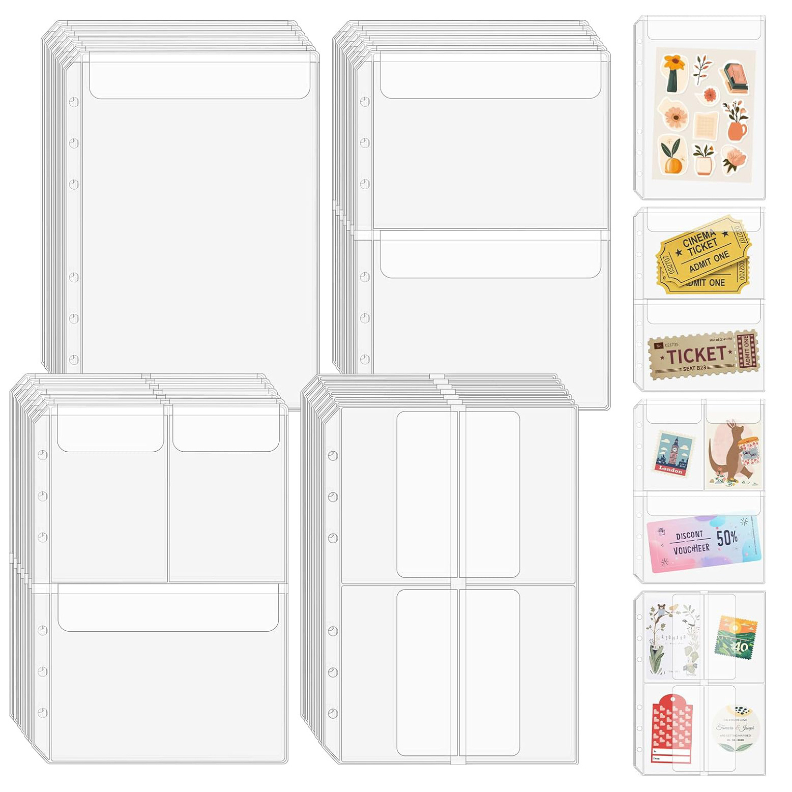 TEMU 20 Pack A5 Binder Pockets With Flap For 6-ring Binder, Premium No Zipper Cash Envelopes Binder Inserts Money Folders Organizer Document Filing