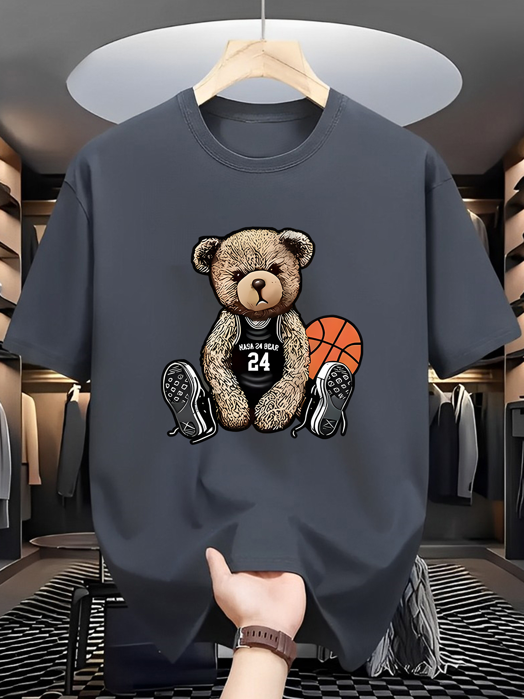 【AMBLER】 Cozy bear embroidered man to man t-shirt Ambler Paris T Shirt - Boston Terrier Dog Mom Embroidered