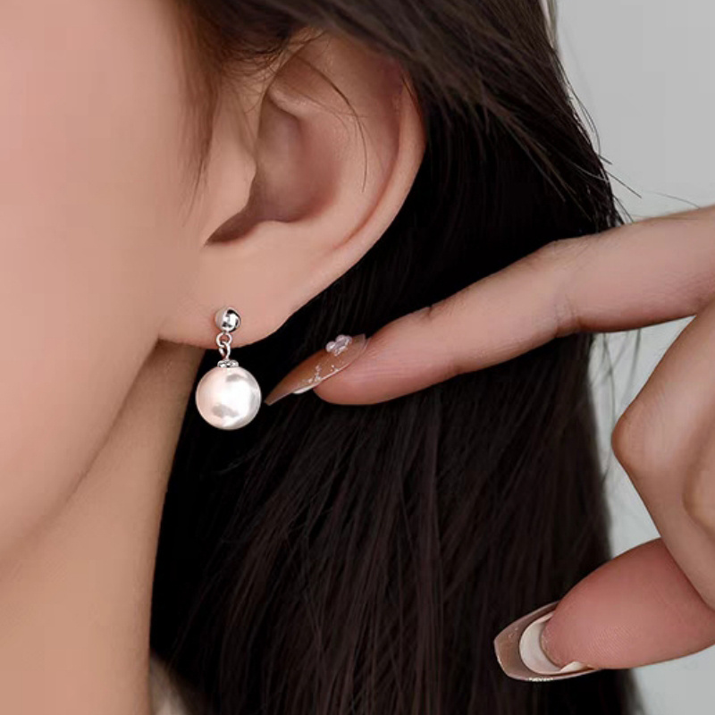 Women's Fashion Geometry Pendant Earrings, Elegant Round Ball Design