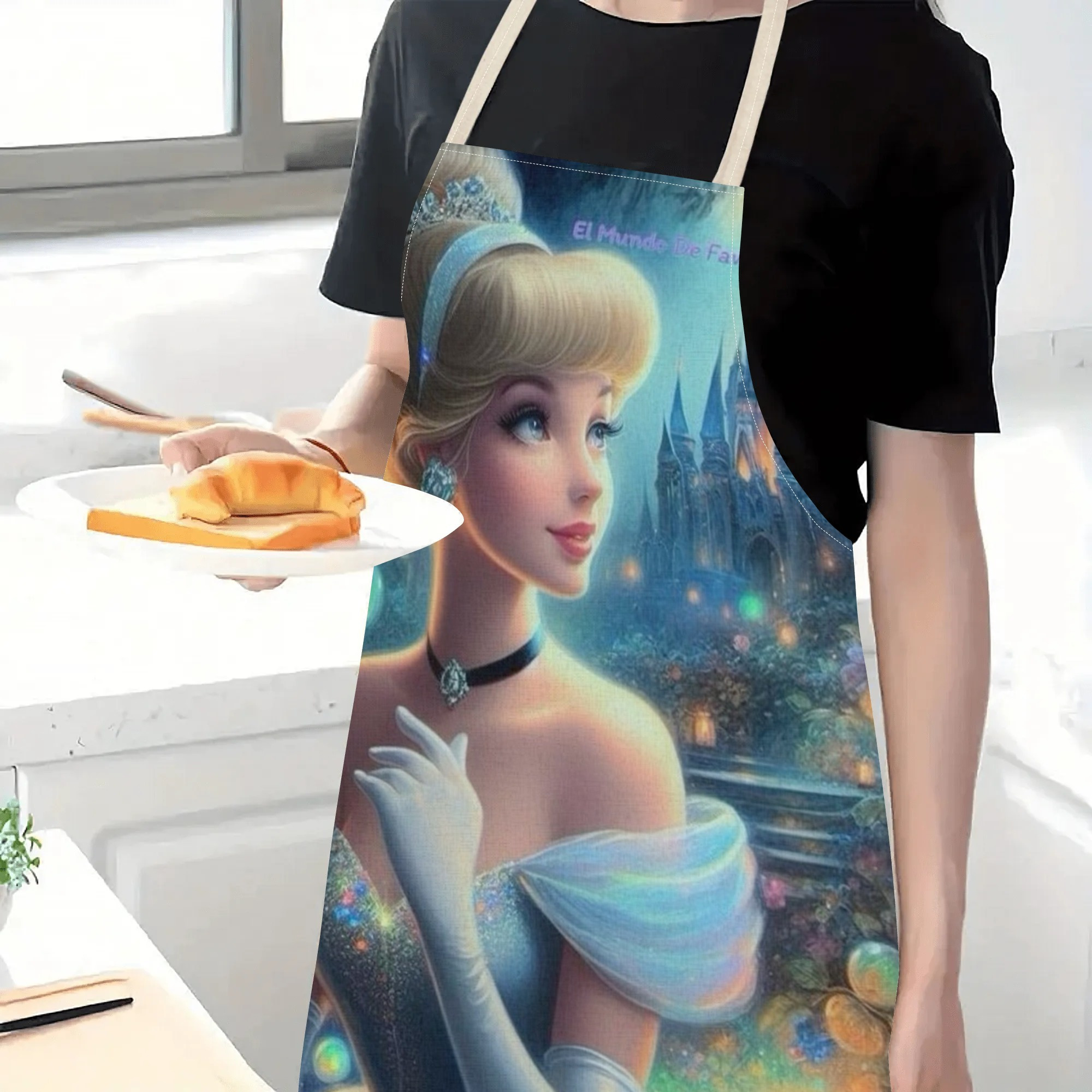 disney   a stylish waterproof apron featuring a cute cartoon design of princess  .   beautiful, fashionable, and simple, making  uitable for hotels, supermarkets, restaurants, fru hops, milk tea stalls, and   home use. details 4