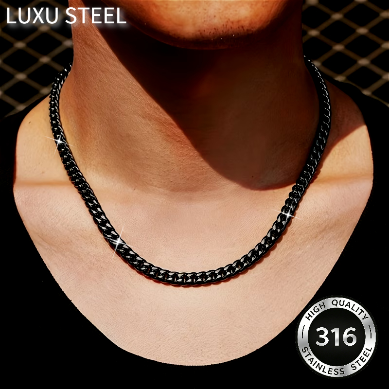 316L Stainless Steel Hip-Hop Cuban Link Chain Necklace for Couples