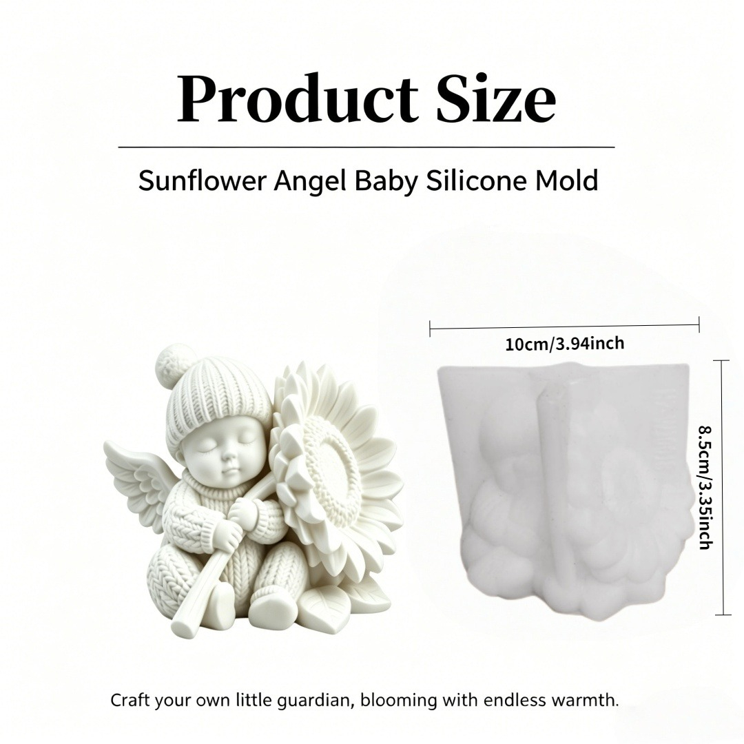Image of Baby With Sunflower Candle Silicone Mold, Resin Casting Mold For Home Decor, Candle Holder, Plaster Ornament, Summer And Holiday Crafts, Epoxy Resin, Wax Melt, Soap Making, Decorative Figurine Mould