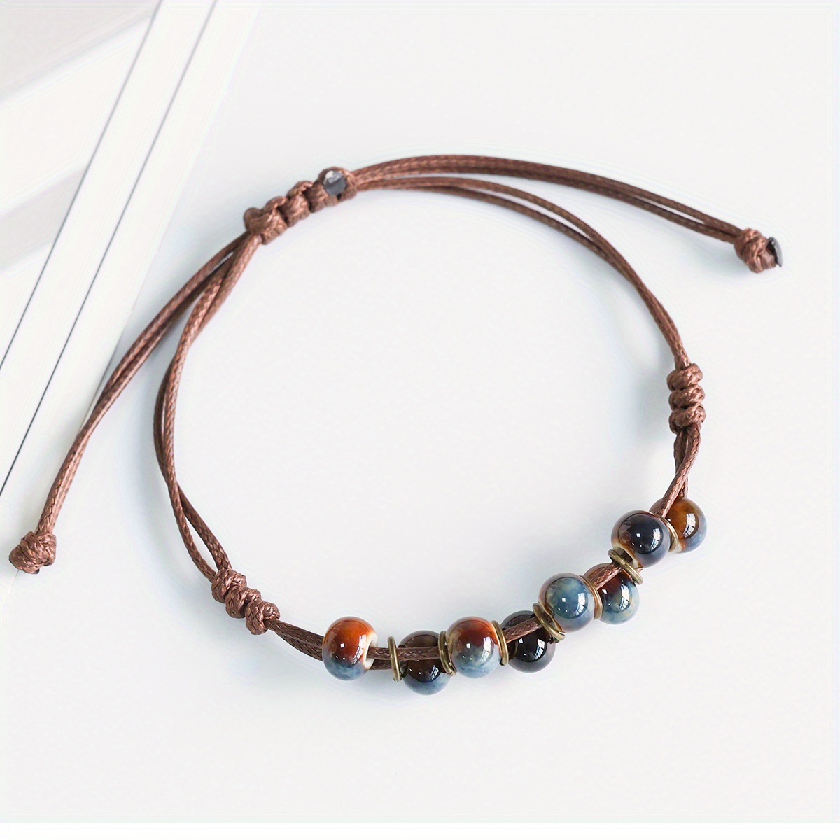 Bohemian Ethnic Style Colorful Ceramic Adjustable Woven Bracelet