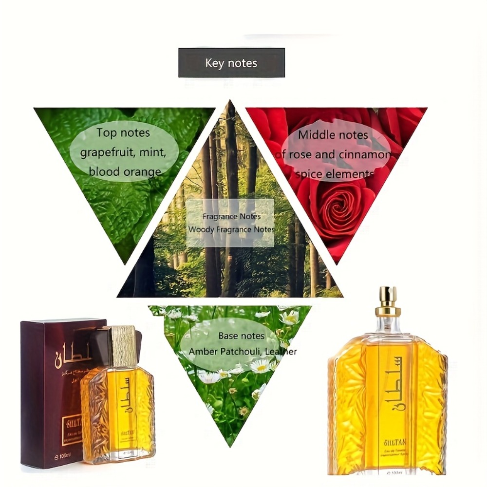 Men's Woody Floral Fragrance, 100ml + 3ml Bottles, Long-Lasting Scent