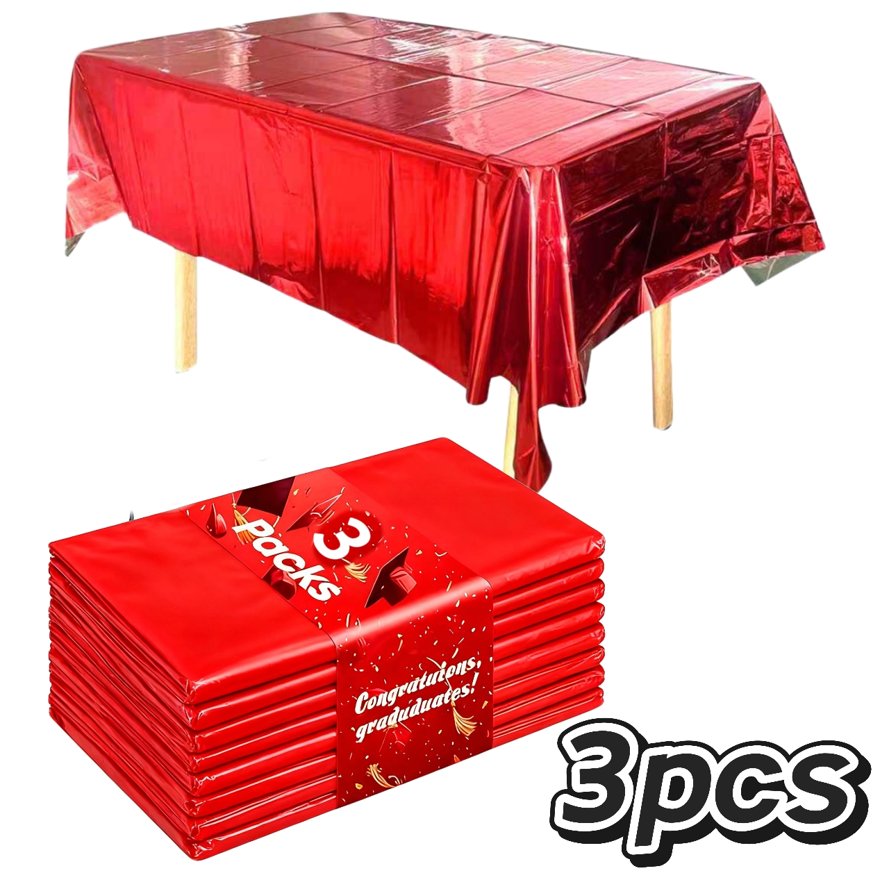 TEMU Halloween, Navidad, 6 piezas/3 piezas de manteles brillantes metálicos premium - Manteles decorativos desechables para fiestas, adecuados para ,