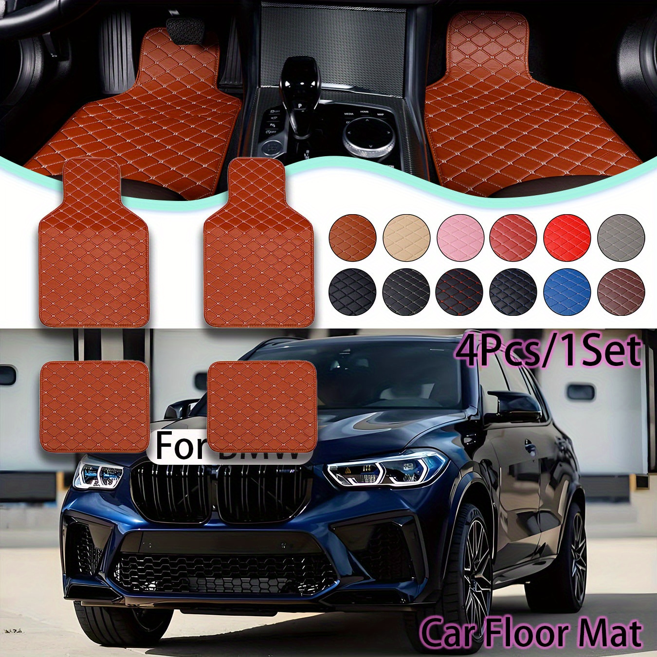 design universale per    , compresi i 1-series, i  , i 5-series, i 6-series e i 7-series, nonché i i3, i m4 e gli x1 a x6, con tappetini in pelle per auto facili da pulire e impermeabili.