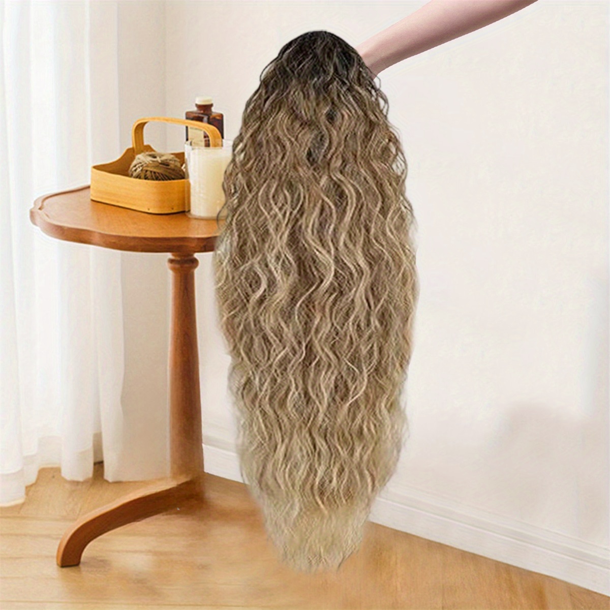 clip-in long wavy ponytail hair extensions for women - natural looking curly pony tail with volume & length,  -on hairpiece wig for parties, weddings, everyday use (no damage,  ) details 1