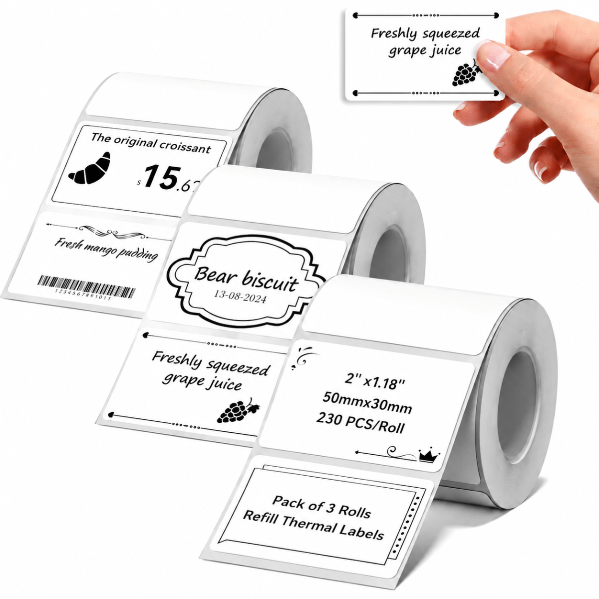 Thermal Self-adhesive Label Paper Replacement Sticker Roll Compatible With Niimbot Portable Label Maker, /oil-proof/scratch-proof/tear-proof, 50x30mm, 3 Rolls With 230 Labels Total