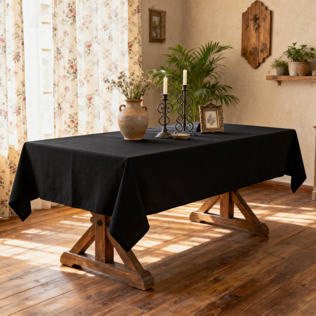 TEMU Halloween,christmas,1pc Tablecloth, Black Holiday Rectangular Tablecloth Decoration, Suitable For Holiday Celebration Decor, Reception Banquet