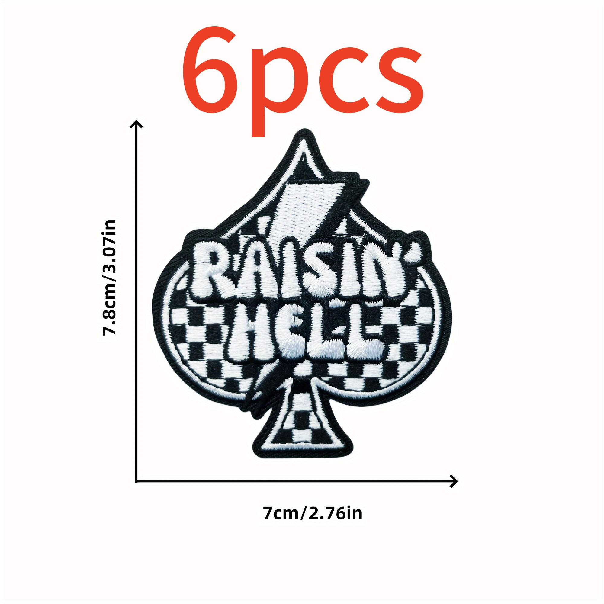 TEMU 6pcs Embroidery Patch "haunted", Embroidered Patch On Fashion Iron/ Sewing For Diy Decoration Such As Trucker Hats, Bags, Clothes, Etc.